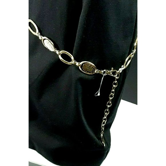 Silver Tone Hammered Metal Oval Chain 19bb4-55 - Picture 2 of 6